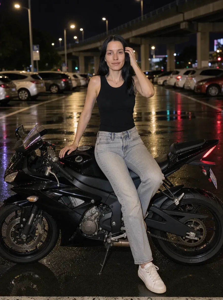 At Night by the Motorcycle